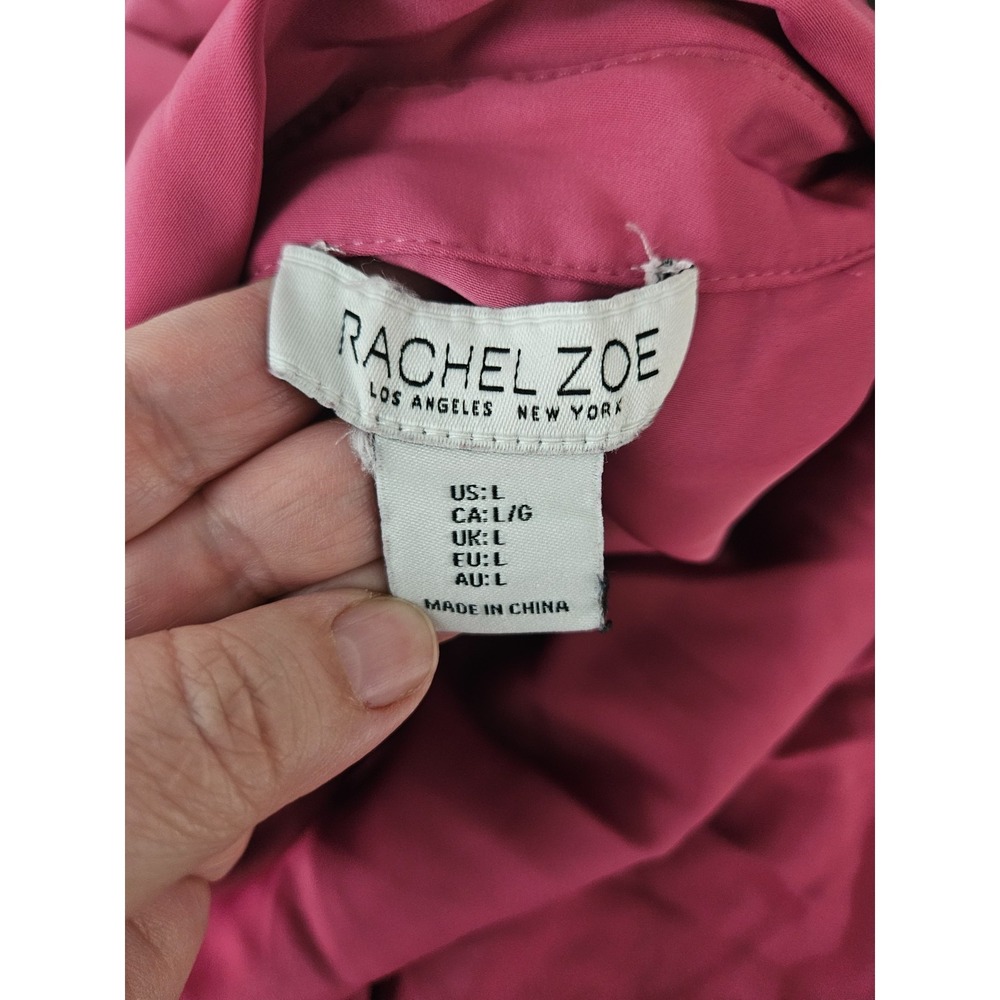 Rachel Zoe Satin‎ Blouse Womens Large Pink Button Front Minimalist Workwear - Picture 3 of 6